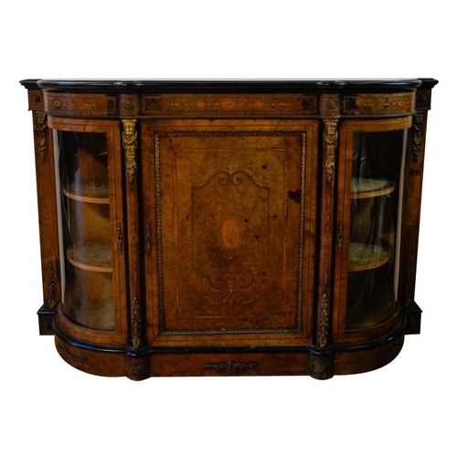 81 - VICTORIAN WALNUT AND INLAID CREDENZACIRCA 1880with gilt-metal mounts, the shaped top above a central... 