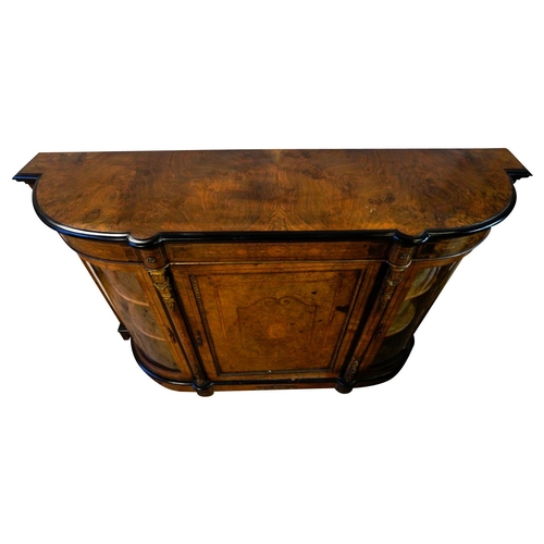 81 - VICTORIAN WALNUT AND INLAID CREDENZACIRCA 1880with gilt-metal mounts, the shaped top above a central... 