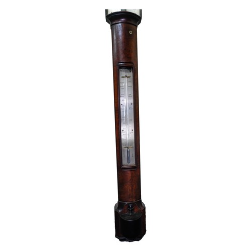 105 - MAHOGANY STICK BAROMETER BY PEGLER, BLANDFORD 19TH CENTURYthe moulded top over a glazed bow front di... 