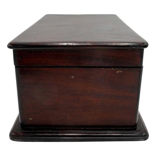 439 - A VICTORIAN BIRCH AND MAHOGANY TEA CADDY, of long rectangular for with three division interior and a... 