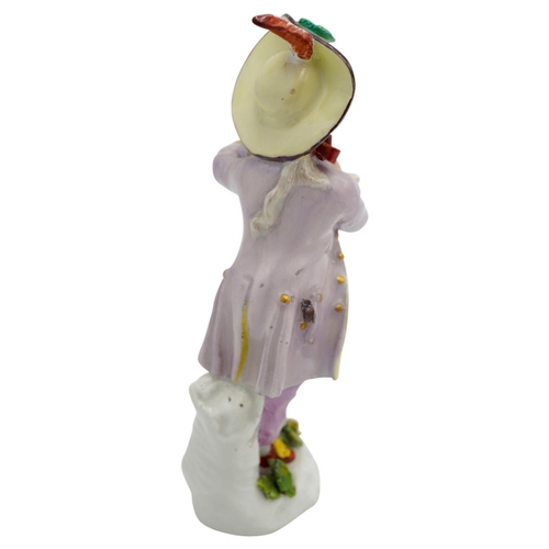 204 - SMALL MID 18TH CENTURY MEISSEN FIGURE OF A BOY DANCINGCIRCA 1765shown wearing a yellow hat with a fe... 