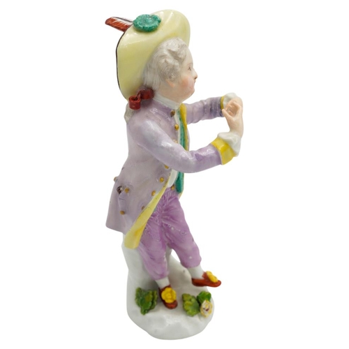 204 - SMALL MID 18TH CENTURY MEISSEN FIGURE OF A BOY DANCINGCIRCA 1765shown wearing a yellow hat with a fe... 