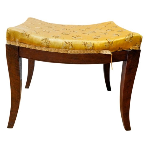 89 - GEORGE II STYLE MAHOGANY FOOT STOOL19TH CENTURYthe padded seated raised on shell carved cabriole leg... 