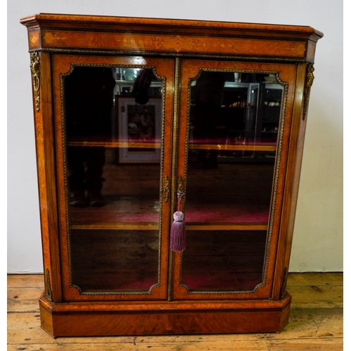 45 - FINE VICTORIAN BURR WALNUT AND CROSSBANDED PIER CABINETCIRCA 1880with gilt-metal mounts and marquetr... 