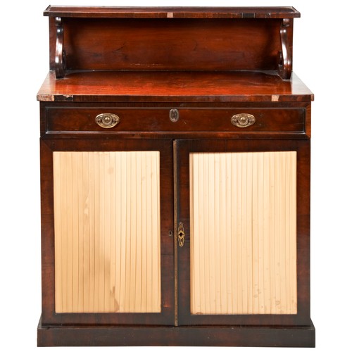 115 - GEORGE IV SIMULATED ROSEWOOD CHIFFONIERCIRCA 1830the raised back with double S-scroll supports, abov... 