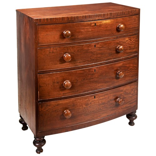 116 - VICTORIAN MAHOGANY BOWFRONT CHEST OF DRAWERS19TH CENTURYthe shaped top above four long graduated dra... 