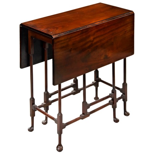 118 - GEORGE III STYLE SPIDER GATE-LEG TABLECIRCA 1900the drop leaf rectangular top raised on slender turn... 