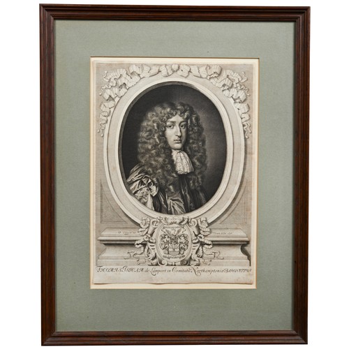 85 - SIR THOMAS ISHAM, BT, ENGRAVING BY DAVID LOGGAN, 1676, Colnaghi and Co. Ltd, label verso with hand a... 