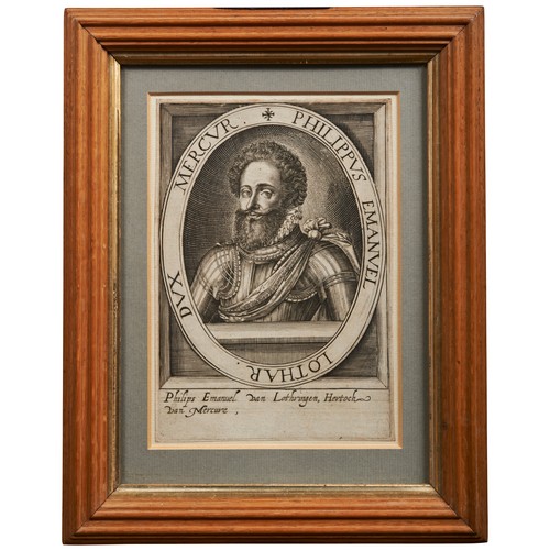 91 - PHILIPP EMANUEL VON LOTHRINGEN HERZOG MERCOEUR, engraving, 16th century and another of George Willia... 