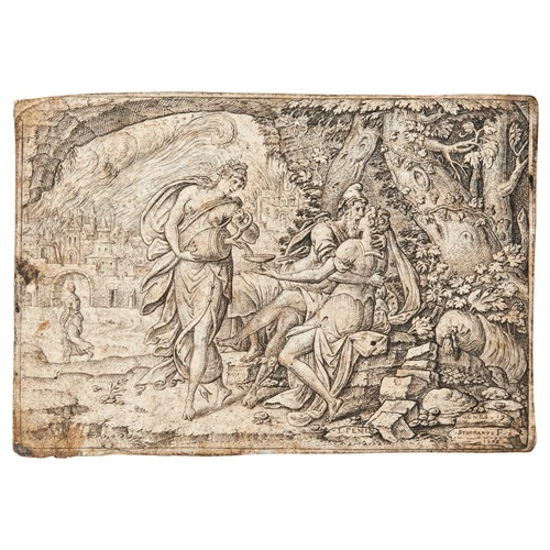 96 - HEINRICH ALDEGREVER, 'THE STORY OF THE RICH MAN AND LAZARUS' engraving, initialled and dated top lef... 