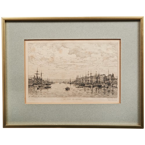 98 - MAXIME LALANNE, 'LE PORT DE ROUEN', engraving, 1884 from ‘Rouen Illustré’; and another from the same... 