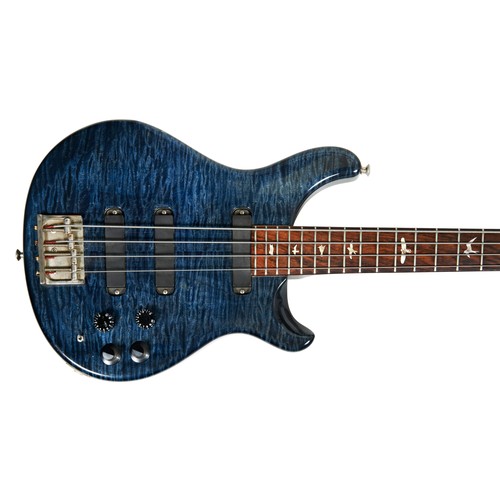 71 - A PAUL REED SMITH (PRS)  ACTIVE SET NECK BASS GUITAR, 1990, NO 090715, with blue stained maple deck ... 