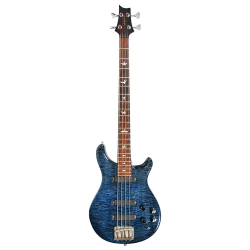 71 - A PAUL REED SMITH (PRS)  ACTIVE SET NECK BASS GUITAR, 1990, NO 090715, with blue stained maple deck ... 