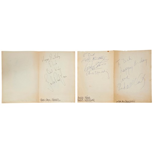 64 - PAUL MCCARTNEY, LINDA MCCARTNEY AND RINGO STARR; an interesting group of autographs signed on t... 