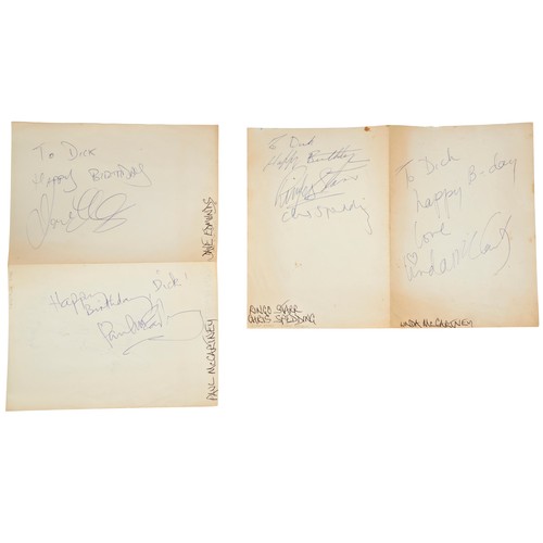 64 - PAUL MCCARTNEY, LINDA MCCARTNEY AND RINGO STARR; an interesting group of autographs signed on t... 