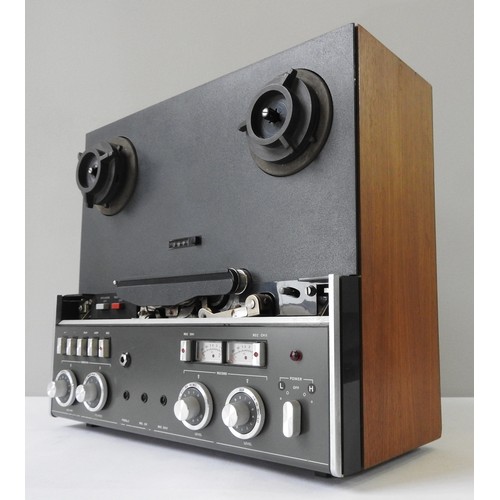 A REVOX A77 REEL TO REEL lacking front 'Revox' trim and an Akai GXC-46D  Stereo tape deck. There is