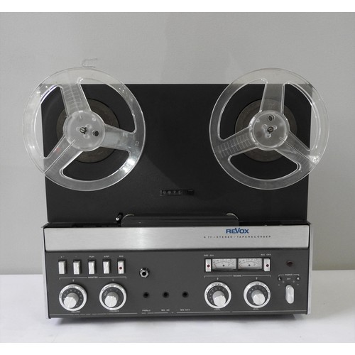 A REVOX A77 REEL TO REEL lacking front 'Revox' trim and an Akai GXC-46D  Stereo tape deck. There is
