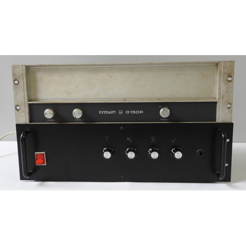 30 - A CROWN D-150A RACK MOUNTED VINTAGE STEREO AMPLIFIER rated at 80w per channel and a custom un-named ... 