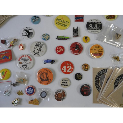 65 - JAMES'S PERSONAL COLLECTION OF BADGES including various examples from the 1970s, wildlife button bad... 