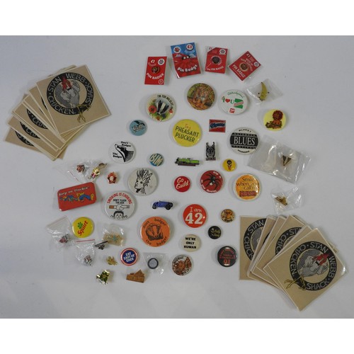 65 - JAMES'S PERSONAL COLLECTION OF BADGES including various examples from the 1970s, wildlife button bad... 