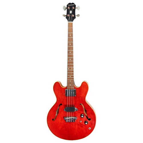 82 - AN EPIPHONE RIVOLI CHERRY BASS EB232C, 1967, SERIAL NUMBER 101909115cm x 41.5cmAs the bass counterpa... 