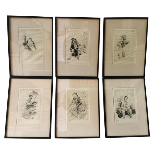 286 - A SET OF SIX PETER PAN THEATRICAL ILLUSTRATIONS, signed in pencil by the artist, appears to be Matth... 