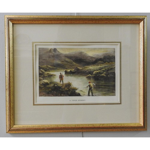 287 - A SET OF FOUR EARLY 20TH CENTURY FLY FISHING LITHOGRAPHS, 17cm x 19cm