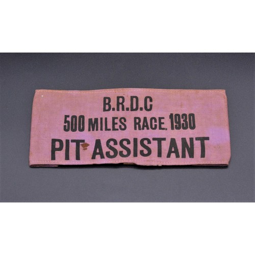 PIT ASSISTANT ARMBAND - 1930 500 MILES RACE AT BROOKLANDS