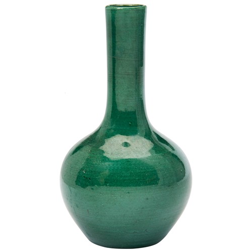 67 - GREEN-GLAZED BOTTLE VASEQING DYNASTY, 18TH CENTURYthe sides covered all over on a rich apple-green g... 