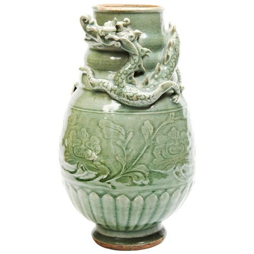 108 - LARGE CELADON 'DRAGON' VASEQING DYNASTY, 18TH / 19TH CENTURYthe neck applied with a large scaly drag... 