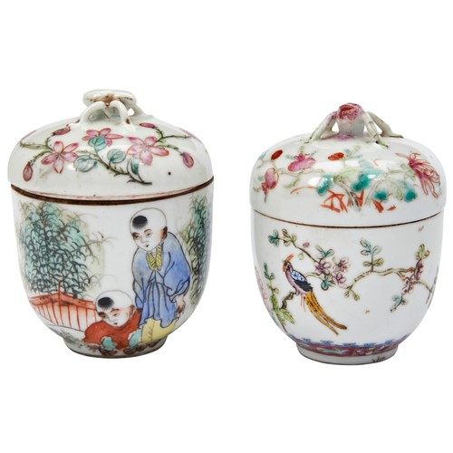 178 - FAMILLE ROSE HEXAGONAL TEAPOTREPUBLIC PERIOD the sides finely painted with elegant ladies in a verda... 