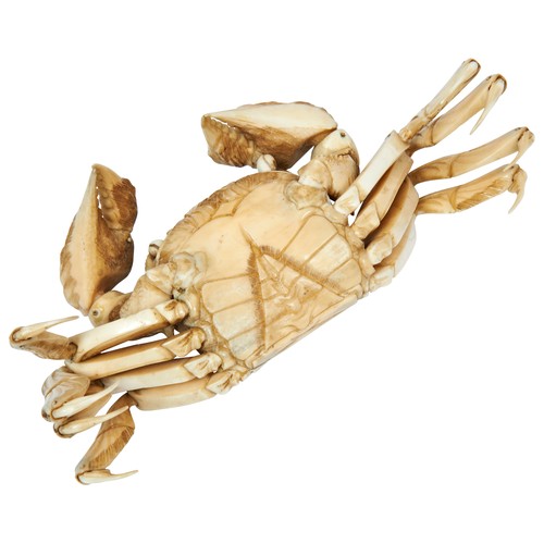 332 - VERY FINE QUALITY JAPANESE ARTICULATED IVORY CRAB OKIMONO MEIJI PERIOD (1868-1912)realistically mode... 