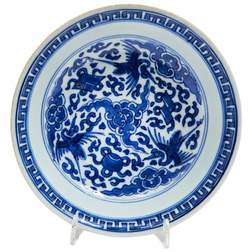 BLUE AND WHITE 'FLYING-CRANES' DISH