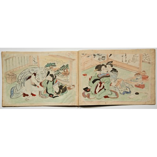 327 - JAPANESE WOODBLOCK 'EROTIC' BOOKLATE EDO / MEIJI PERIODcomprising 17 partially hand coloured prints... 