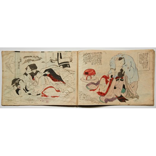 327 - JAPANESE WOODBLOCK 'EROTIC' BOOKLATE EDO / MEIJI PERIODcomprising 17 partially hand coloured prints... 