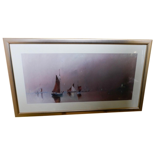 260 - A PAIR OF LATE 19TH CENTURY HARBOUR SCENE PASTEL PICTURES, signed J. Holder, 1892, 44.5 x 101 cm