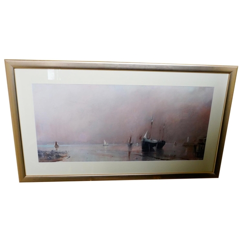 260 - A PAIR OF LATE 19TH CENTURY HARBOUR SCENE PASTEL PICTURES, signed J. Holder, 1892, 44.5 x 101 cm