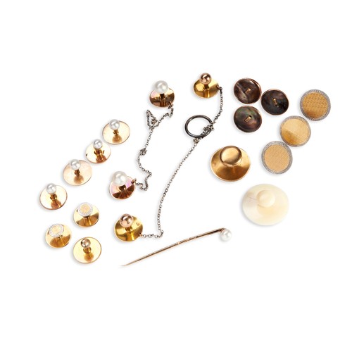 66 - A MIXED COLLECTION OF VICTORIAN AND EDWARDIAN DRESS STUDS, CUFFLINKS ETC the dress studs are either ... 