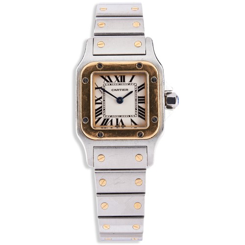 266 - LADY'S CARTIER SANTOS BI-METAL WATCHno. 1567, signed dial with roman numeral markers and inner minut... 