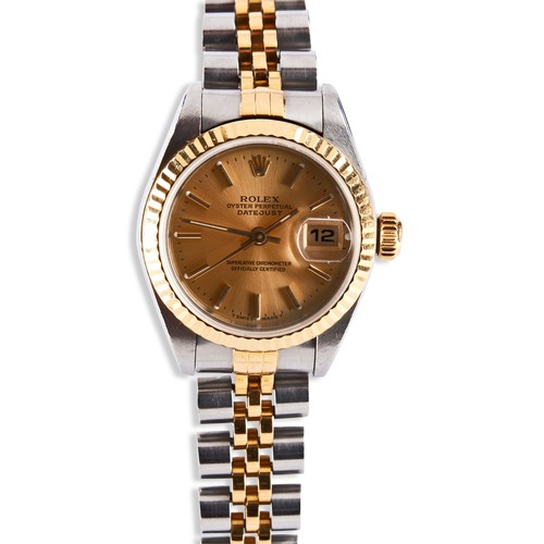 265 - LADY'S ROLEX OYSTER PERPETUAL DATEJUST CHRONOMETER WRIST WATCH,  stainless steel and 18ct gold lady'... 