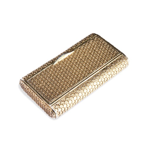 247 - A SILVER GILT GEORGIAN SNUFF BOX WITH TIGHTLY MATTED LAYERED LEAF DESIGN, halllmarked for London 180... 