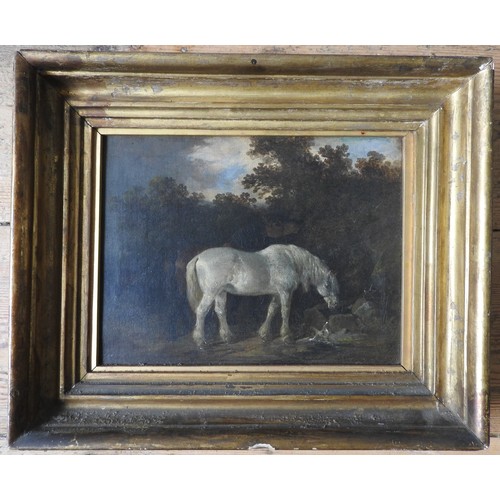 263 - BESSIE HARDY, WHITE HORSE IN A LANDSCAPE, OIL ON CANVAS, pencil inscription verso, 'Bessie Hardy 184... 