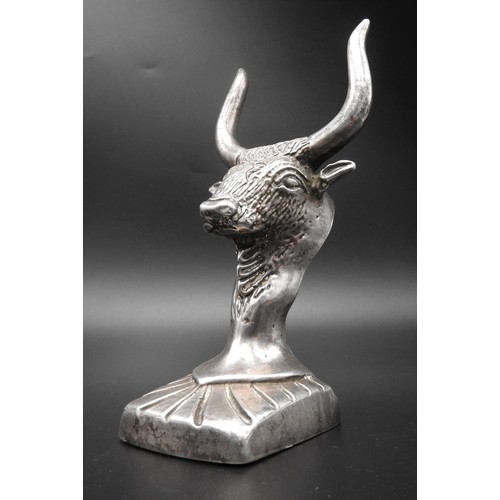 447 - A SILVER ORNAMENT OF A MINOTAUR, the rectangular base stamped 'silver 999', 5.9 oz, measuring 15 cm ... 