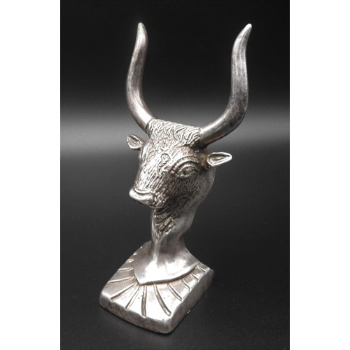 447 - A SILVER ORNAMENT OF A MINOTAUR, the rectangular base stamped 'silver 999', 5.9 oz, measuring 15 cm ... 