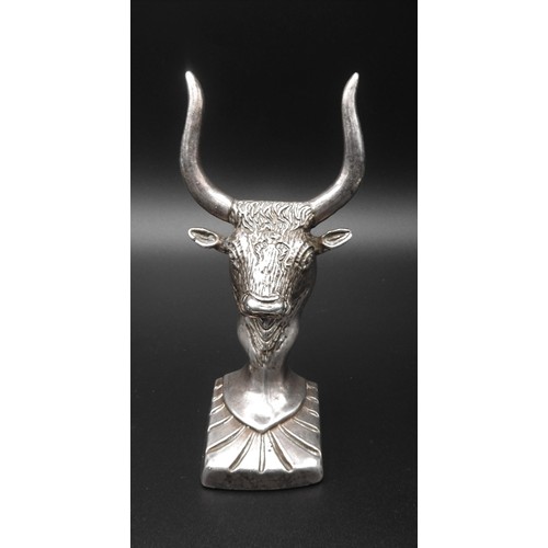 447 - A SILVER ORNAMENT OF A MINOTAUR, the rectangular base stamped 'silver 999', 5.9 oz, measuring 15 cm ... 