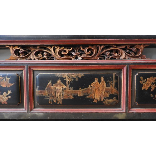 140 - A LARGE COLLECTION OF ASSORTED CHINESE OPIUM BED PANELS, CANOPY FRAMES AND OTHER COMPONENTS, the maj... 