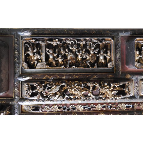 140 - A LARGE COLLECTION OF ASSORTED CHINESE OPIUM BED PANELS, CANOPY FRAMES AND OTHER COMPONENTS, the maj... 