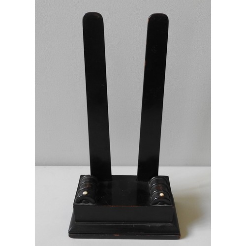 294 - A LATE 19TH CENTURY VICTORIAN EBONISED PLATE STAND, circa 1880, 46 x 25 x 12 cm