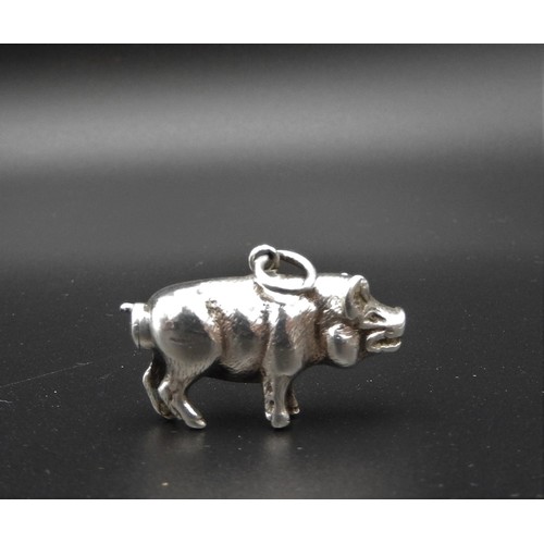 453 - A VICTORIAN SILVER  NOVELTY PROPELLING PENCIL IN THE FORM OF A PIG, by Sampson Mordan & Co, circ... 