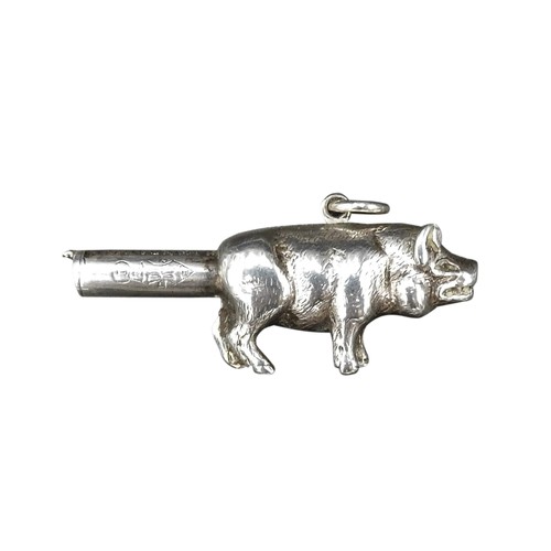 453 - A VICTORIAN SILVER  NOVELTY PROPELLING PENCIL IN THE FORM OF A PIG, by Sampson Mordan & Co, circ... 